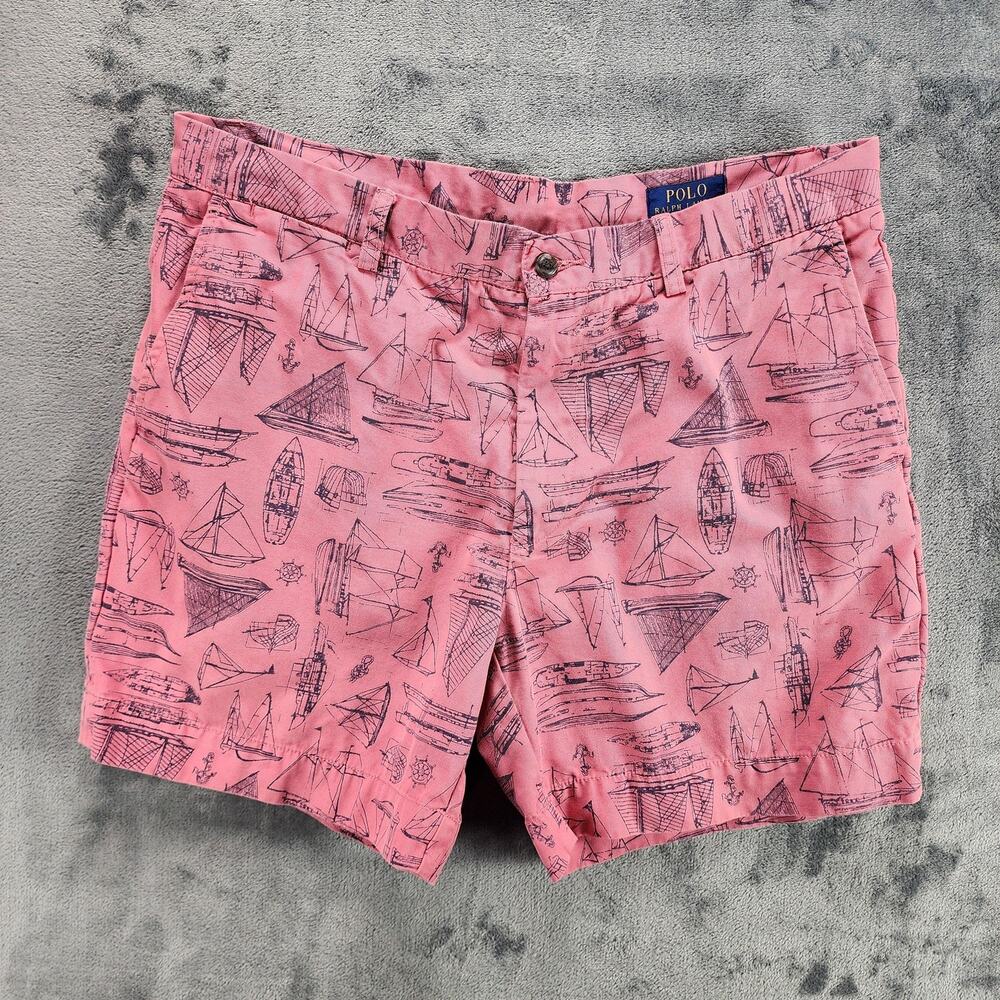 Polo Ralph Lauren Shorts Mens 35 Sailboat Print Nautical Summer Casual